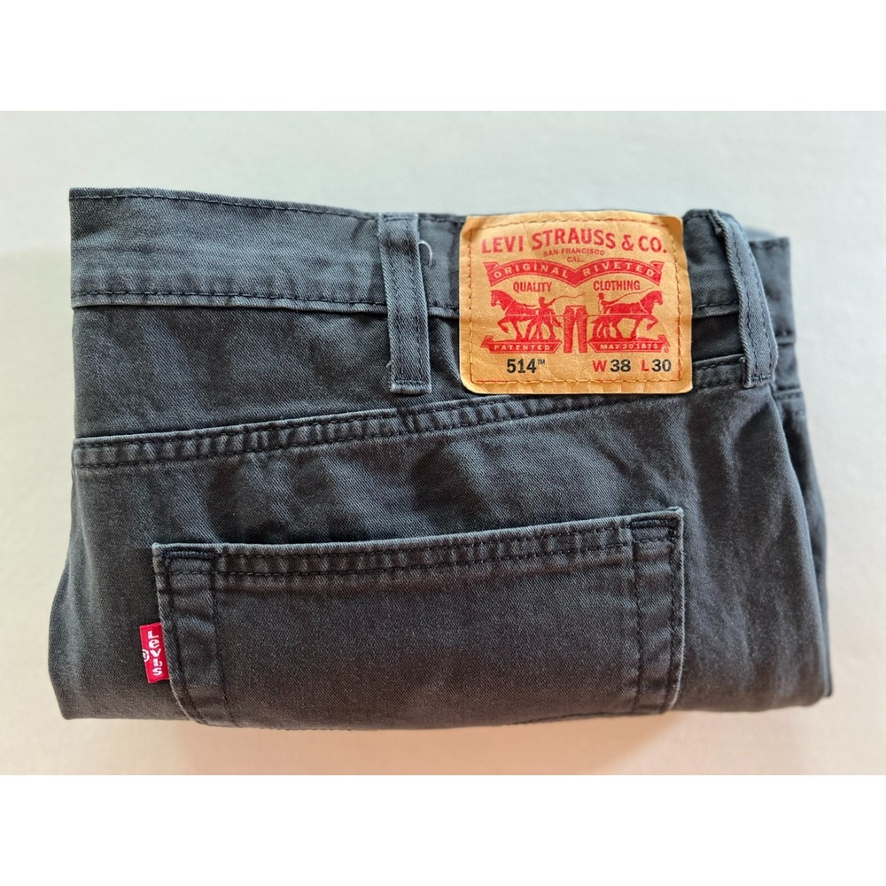 Levis 514 Straight Fit Pants Mens 38x30 (fits 38x28) Charcoal Gray Canvas